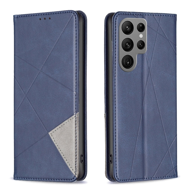 For Samsung Galaxy S25 Ultra 5G Rhombus Texture Magnetic Leather Phone Case(Blue) by buy2fix