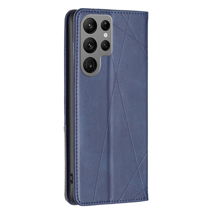 For Samsung Galaxy S25 Ultra 5G Rhombus Texture Magnetic Leather Phone Case(Blue) by buy2fix