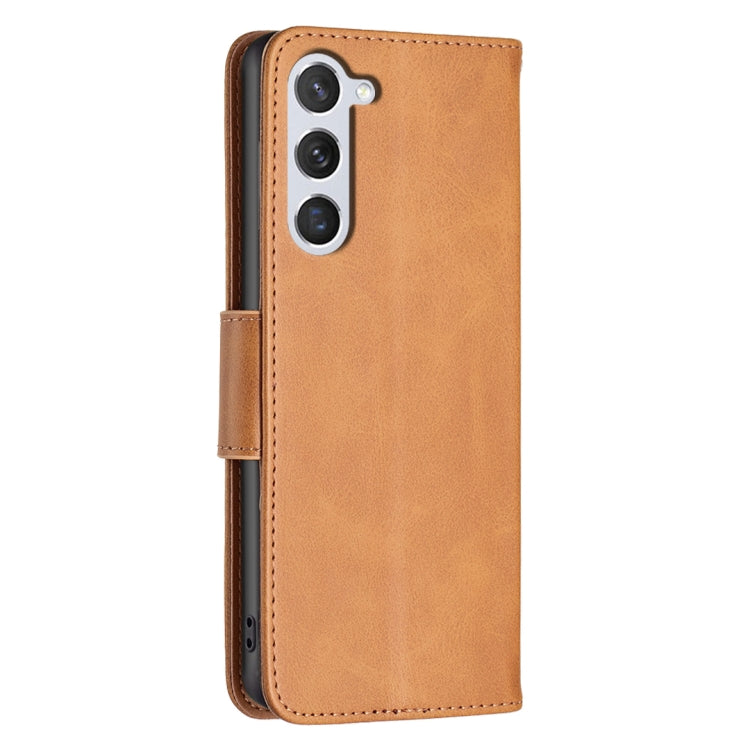 For Samsung Galaxy S25 5G Lambskin Texture Pure Color Flip Leather Phone Case(Yellow) by buy2fix