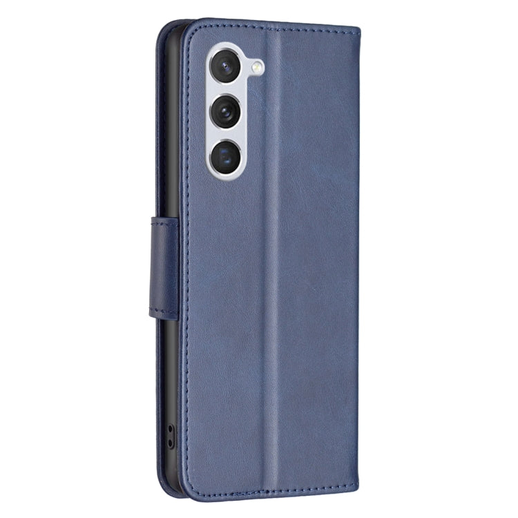 For Samsung Galaxy S25 5G Lambskin Texture Pure Color Flip Leather Phone Case(Blue) by buy2fix