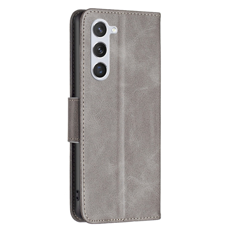 For Samsung Galaxy S25 5G Lambskin Texture Pure Color Flip Leather Phone Case(Grey) by buy2fix