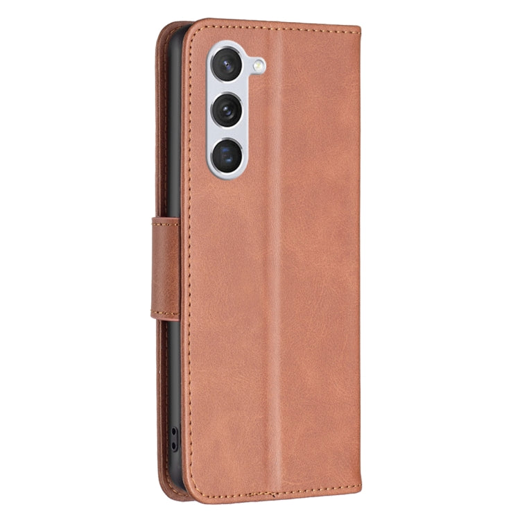For Samsung Galaxy S25 5G Lambskin Texture Pure Color Flip Leather Phone Case(Brown) by buy2fix
