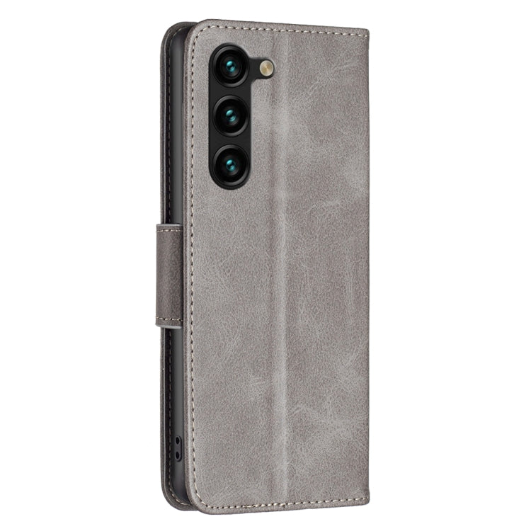 For Samsung Galaxy S25+ 5G Lambskin Texture Pure Color Flip Leather Phone Case(Grey) by buy2fix