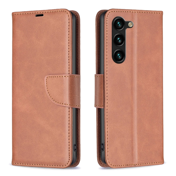 For Samsung Galaxy S25+ 5G Lambskin Texture Pure Color Flip Leather Phone Case(Brown) by buy2fix