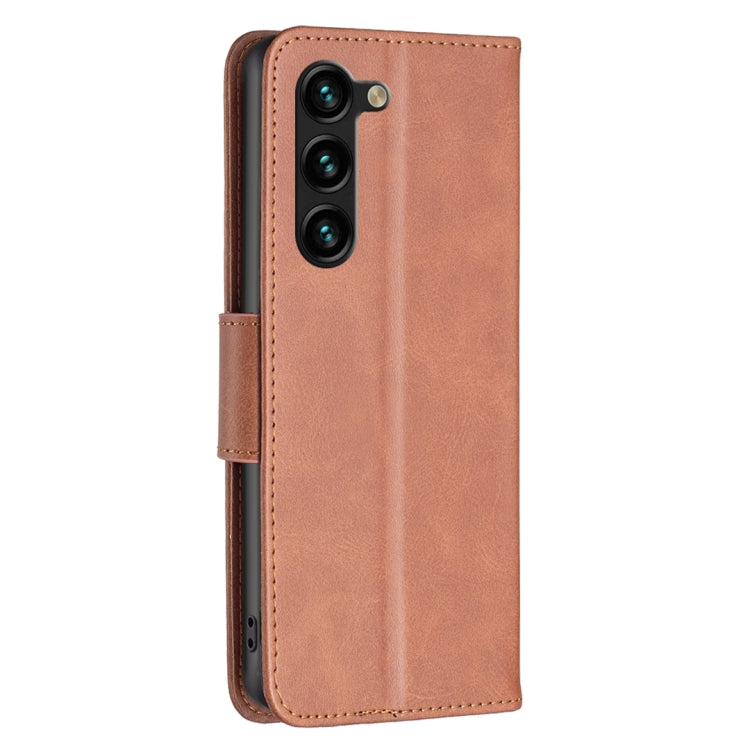 For Samsung Galaxy S25+ 5G Lambskin Texture Pure Color Flip Leather Phone Case(Brown) by buy2fix
