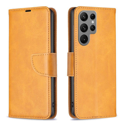For Samsung Galaxy S25 Ultra 5G Lambskin Texture Pure Color Flip Leather Phone Case(Yellow) by buy2fix