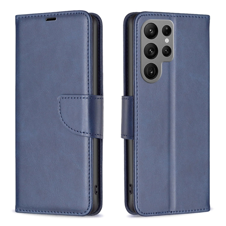 For Samsung Galaxy S25 Ultra 5G Lambskin Texture Pure Color Flip Leather Phone Case(Blue) by buy2fix
