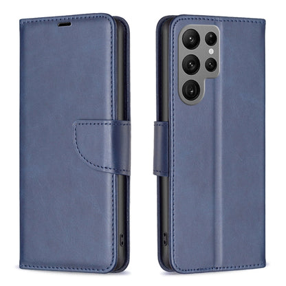 For Samsung Galaxy S25 Ultra 5G Lambskin Texture Pure Color Flip Leather Phone Case(Blue) by buy2fix