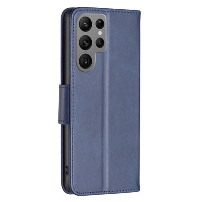 For Samsung Galaxy S25 Ultra 5G Lambskin Texture Pure Color Flip Leather Phone Case(Blue) by buy2fix