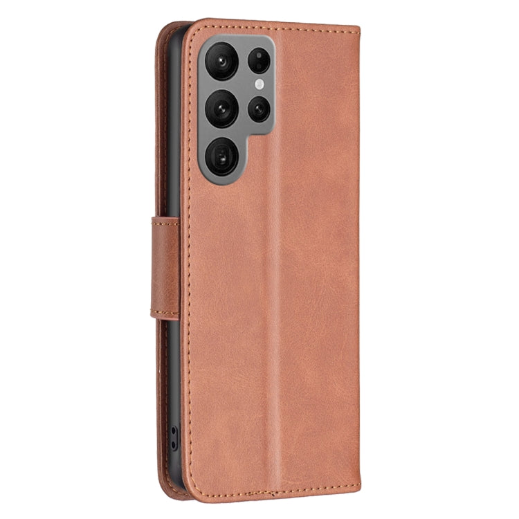 For Samsung Galaxy S25 Ultra 5G Lambskin Texture Pure Color Flip Leather Phone Case(Brown) by buy2fix