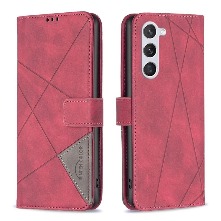 For Samsung Galaxy S25 5G Magnetic Buckle Rhombus Texture Leather Phone Case(Red) by buy2fix
