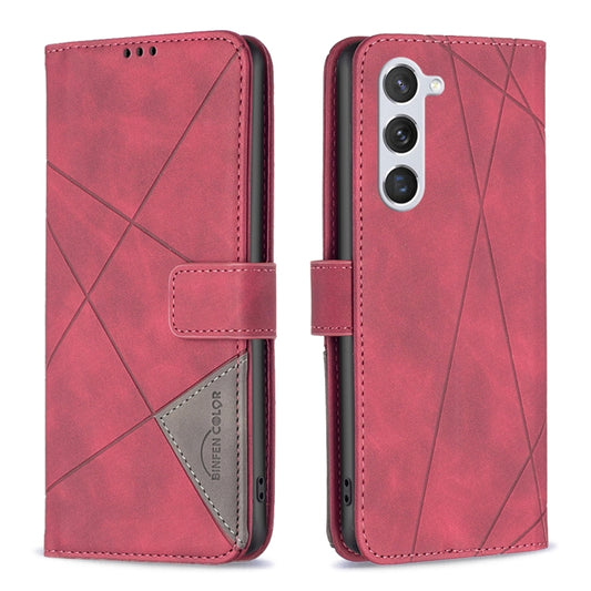 For Samsung Galaxy S25 5G Magnetic Buckle Rhombus Texture Leather Phone Case(Red) by buy2fix