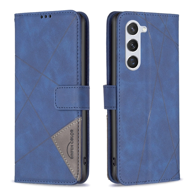For Samsung Galaxy S25 5G Magnetic Buckle Rhombus Texture Leather Phone Case(Blue) by buy2fix