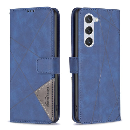 For Samsung Galaxy S25 5G Magnetic Buckle Rhombus Texture Leather Phone Case(Blue) by buy2fix