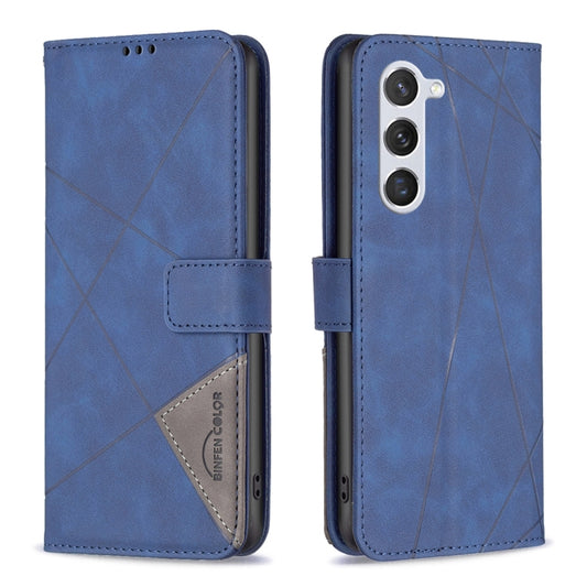 For Samsung Galaxy S25 5G Magnetic Buckle Rhombus Texture Leather Phone Case(Blue) by buy2fix