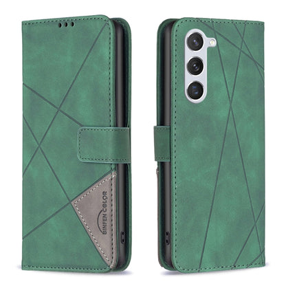 For Samsung Galaxy S25 5G Magnetic Buckle Rhombus Texture Leather Phone Case(Green) by buy2fix