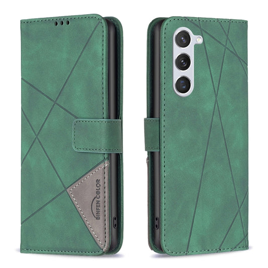 For Samsung Galaxy S25 5G Magnetic Buckle Rhombus Texture Leather Phone Case(Green) by buy2fix