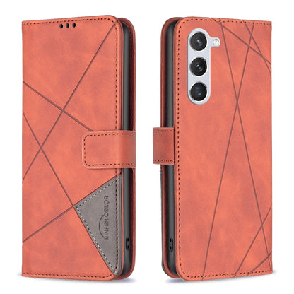 For Samsung Galaxy S25 5G Magnetic Buckle Rhombus Texture Leather Phone Case(Brown) by buy2fix