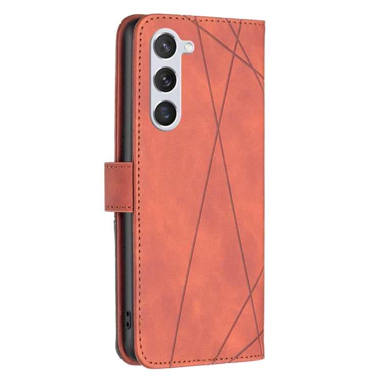 For Samsung Galaxy S25 5G Magnetic Buckle Rhombus Texture Leather Phone Case(Brown) by buy2fix