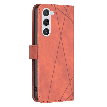 For Samsung Galaxy S25 5G Magnetic Buckle Rhombus Texture Leather Phone Case(Brown) by buy2fix