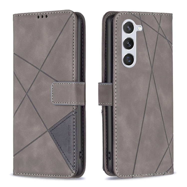 For Samsung Galaxy S25 5G Magnetic Buckle Rhombus Texture Leather Phone Case(Grey) by buy2fix