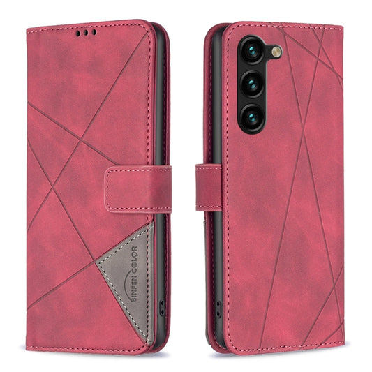 For Samsung Galaxy S25+ 5G Magnetic Buckle Rhombus Texture Leather Phone Case(Red) by buy2fix