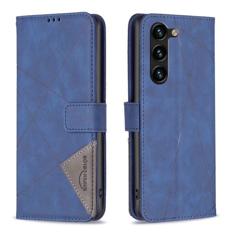 For Samsung Galaxy S25+ 5G Magnetic Buckle Rhombus Texture Leather Phone Case(Blue) by buy2fix