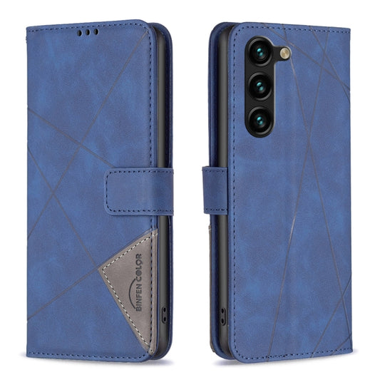 For Samsung Galaxy S25+ 5G Magnetic Buckle Rhombus Texture Leather Phone Case(Blue) by buy2fix