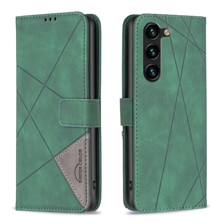 For Samsung Galaxy S25+ 5G Magnetic Buckle Rhombus Texture Leather Phone Case(Green) by buy2fix