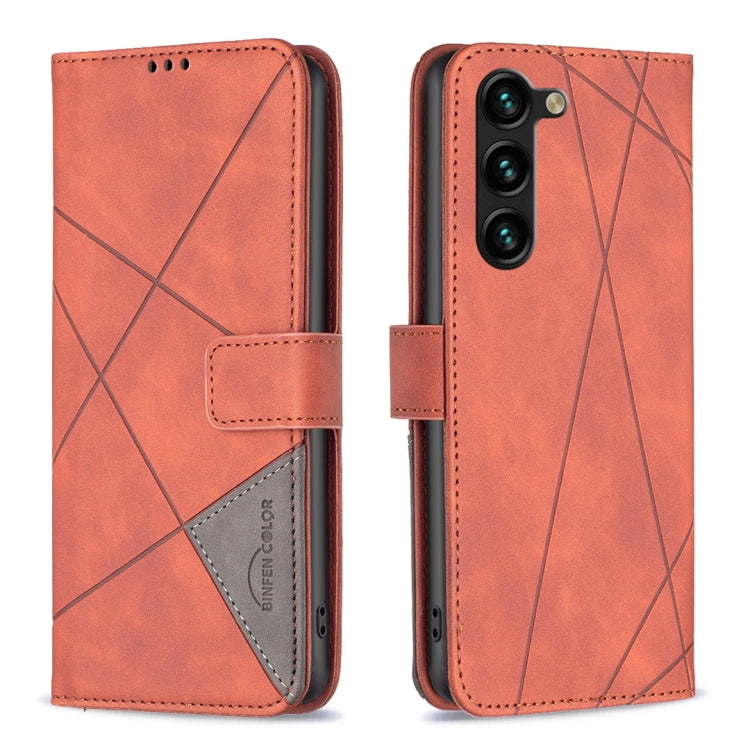 For Samsung Galaxy S25+ 5G Magnetic Buckle Rhombus Texture Leather Phone Case(Brown) by buy2fix