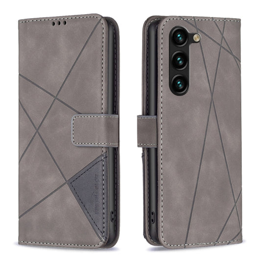 For Samsung Galaxy S25+ 5G Magnetic Buckle Rhombus Texture Leather Phone Case(Grey) by buy2fix