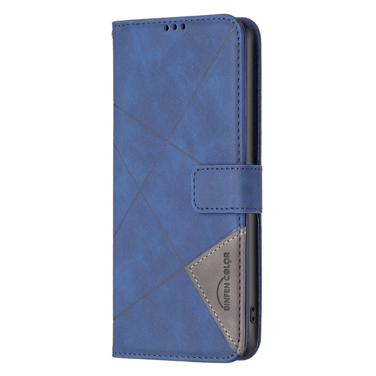 For Samsung Galaxy S25 Ultra 5G Magnetic Buckle Rhombus Texture Leather Phone Case(Blue) by buy2fix