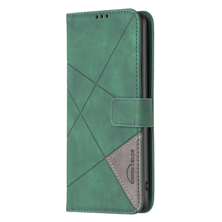 For Samsung Galaxy S25 Ultra 5G Magnetic Buckle Rhombus Texture Leather Phone Case(Green) by buy2fix
