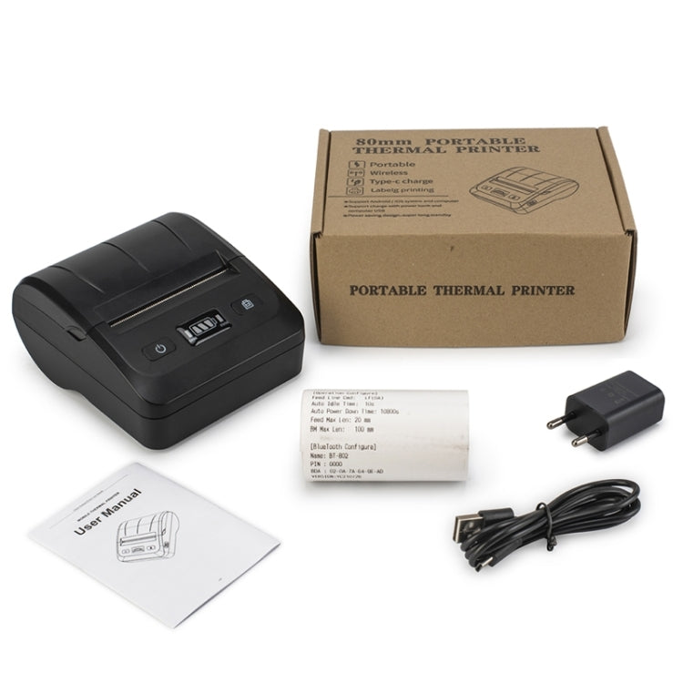 BT-802 80mm USB-C/Type-C + Bluetooth Portable Thermal Printer(US Plug) by buy2fix