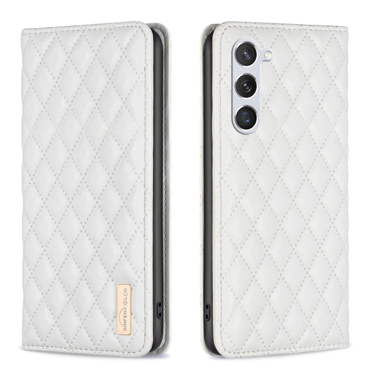 For Samsung Galaxy S25 5G Diamond Lattice Magnetic Leather Flip Phone Case(White) by buy2fix