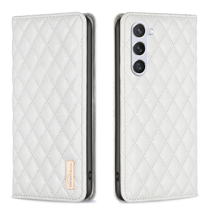 For Samsung Galaxy S25 5G Diamond Lattice Magnetic Leather Flip Phone Case(White) by buy2fix