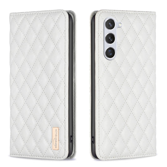 For Samsung Galaxy S25 5G Diamond Lattice Magnetic Leather Flip Phone Case(White) by buy2fix