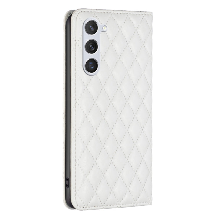 For Samsung Galaxy S25 5G Diamond Lattice Magnetic Leather Flip Phone Case(White) by buy2fix