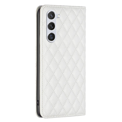 For Samsung Galaxy S25 5G Diamond Lattice Magnetic Leather Flip Phone Case(White) by buy2fix