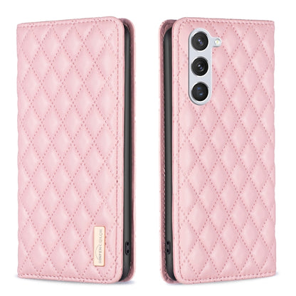 For Samsung Galaxy S25 5G Diamond Lattice Magnetic Leather Flip Phone Case(Pink) by buy2fix