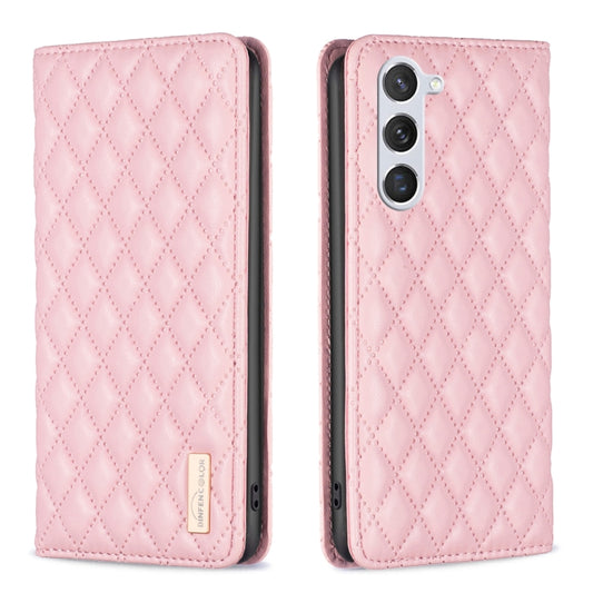 For Samsung Galaxy S25 5G Diamond Lattice Magnetic Leather Flip Phone Case(Pink) by buy2fix