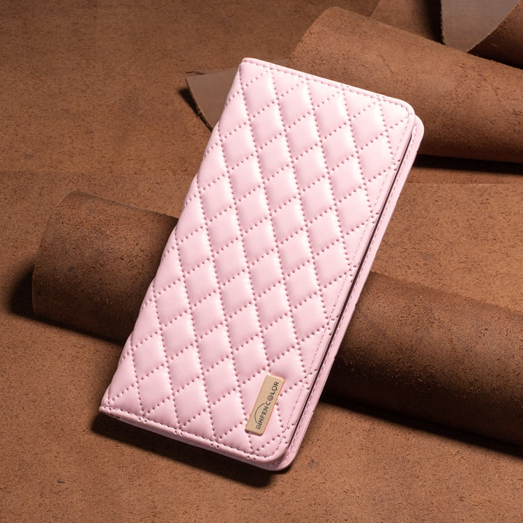 For Samsung Galaxy S25 5G Diamond Lattice Magnetic Leather Flip Phone Case(Pink) by buy2fix