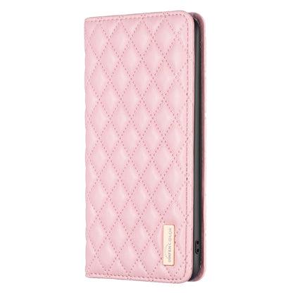 For Samsung Galaxy S25 5G Diamond Lattice Magnetic Leather Flip Phone Case(Pink) by buy2fix