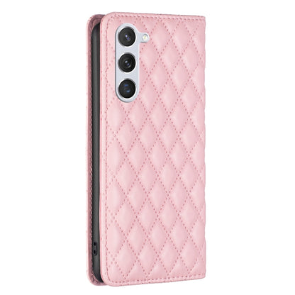 For Samsung Galaxy S25 5G Diamond Lattice Magnetic Leather Flip Phone Case(Pink) by buy2fix