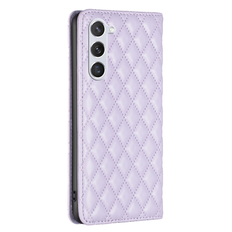 For Samsung Galaxy S25 5G Diamond Lattice Magnetic Leather Flip Phone Case(Purple) by buy2fix