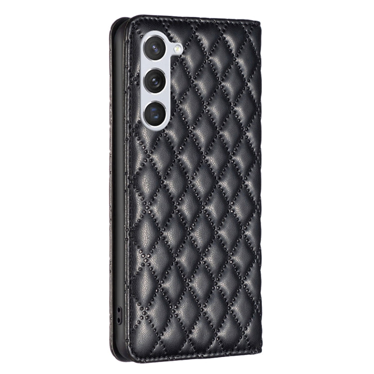 For Samsung Galaxy S25 5G Diamond Lattice Magnetic Leather Flip Phone Case(Black) by buy2fix