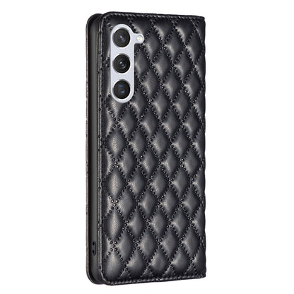 For Samsung Galaxy S25 5G Diamond Lattice Magnetic Leather Flip Phone Case(Black) by buy2fix
