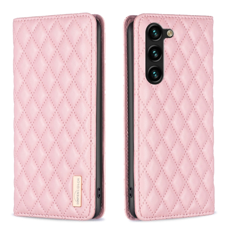 For Samsung Galaxy S25+ 5G Diamond Lattice Magnetic Leather Flip Phone Case(Pink) by buy2fix