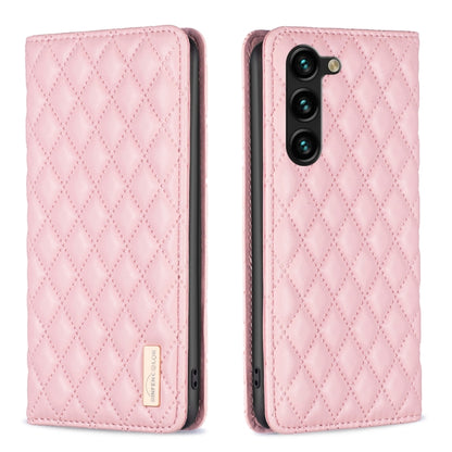 For Samsung Galaxy S25+ 5G Diamond Lattice Magnetic Leather Flip Phone Case(Pink) by buy2fix