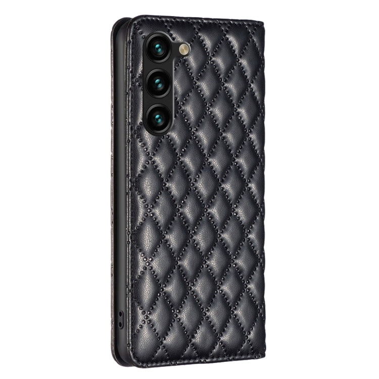 For Samsung Galaxy S25+ 5G Diamond Lattice Magnetic Leather Flip Phone Case(Black) by buy2fix